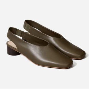 Everlane Square Toe Slingback Olive Green 7 1/2
